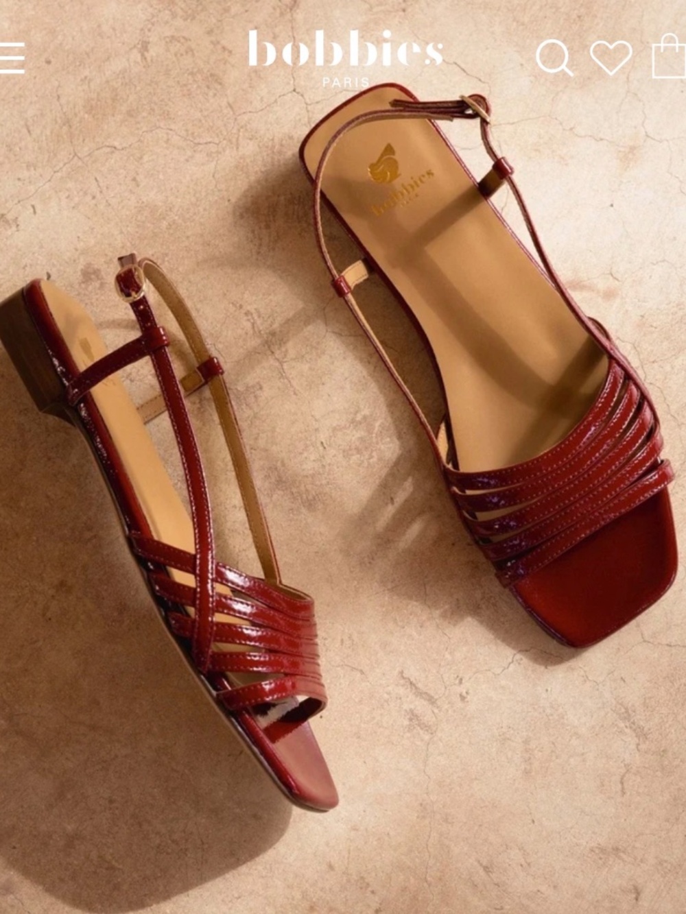 Patent Leather Cherry Red Flat “Diana” Sandal by Bobbies